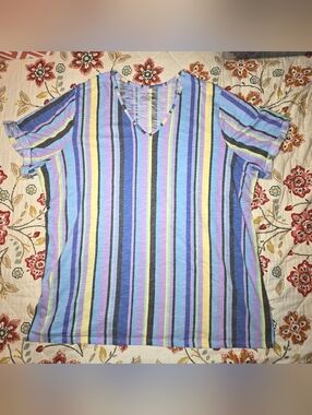 Lane Bryant plus size women's V-neck striped shirt, size 22/24